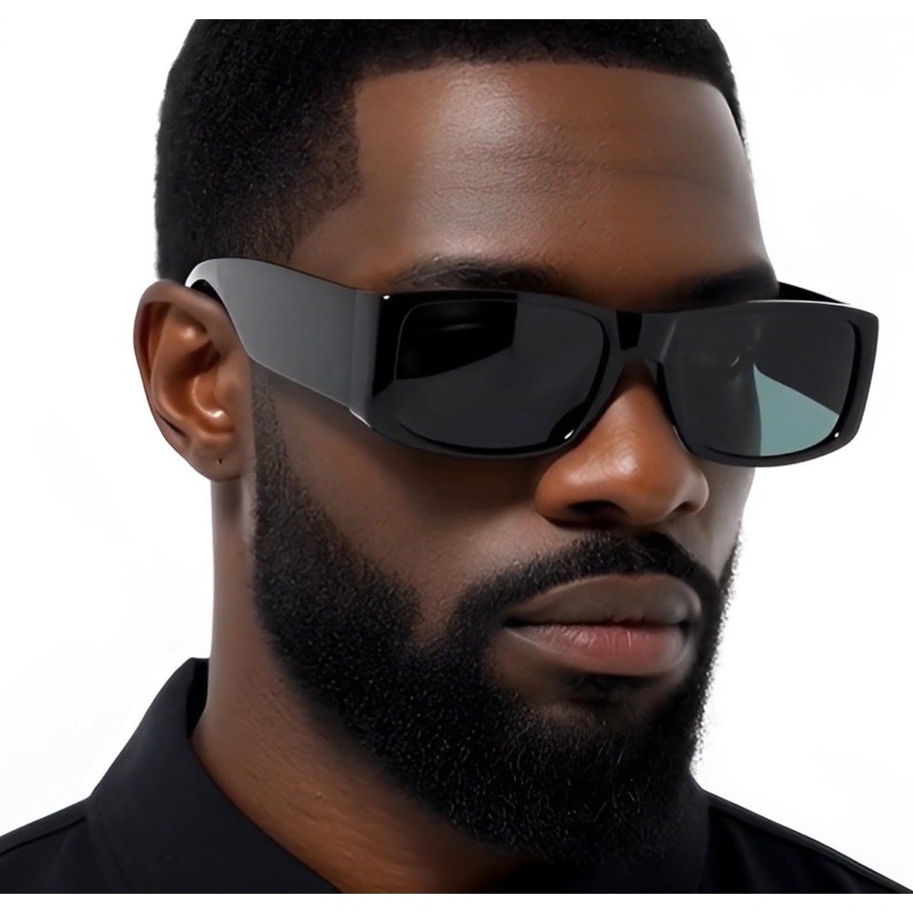 Sunglasses Men's Fashion Square Dark Black Lens Cholo Gangs Rapper Shades HipHop